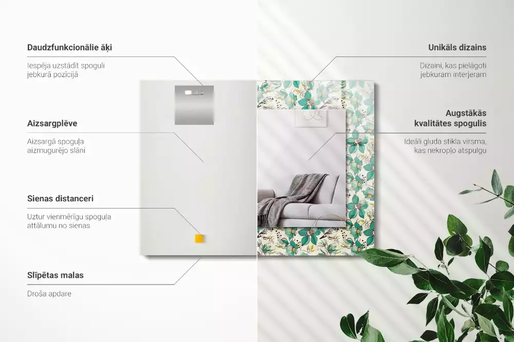 Espelho decorado Pássaros e flores