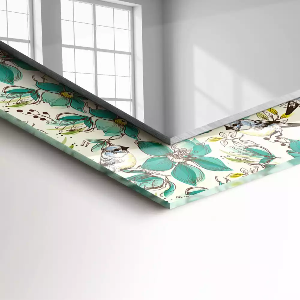 Espelho decorado Pássaros e flores