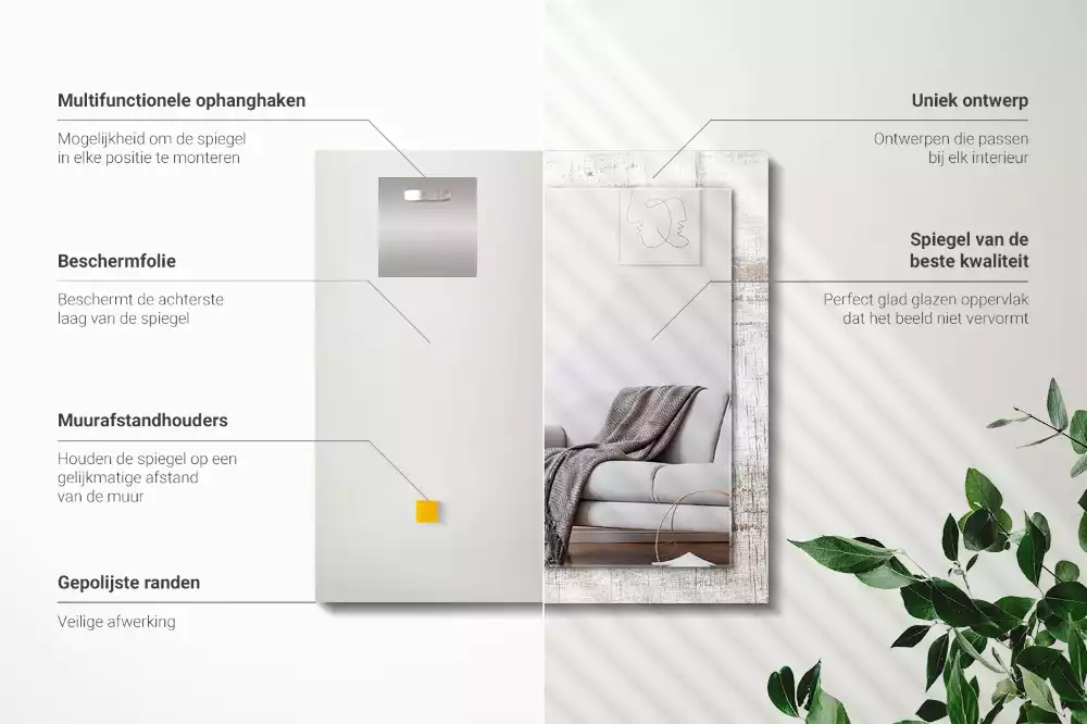 Espelho com moldura decorada Madeira velha