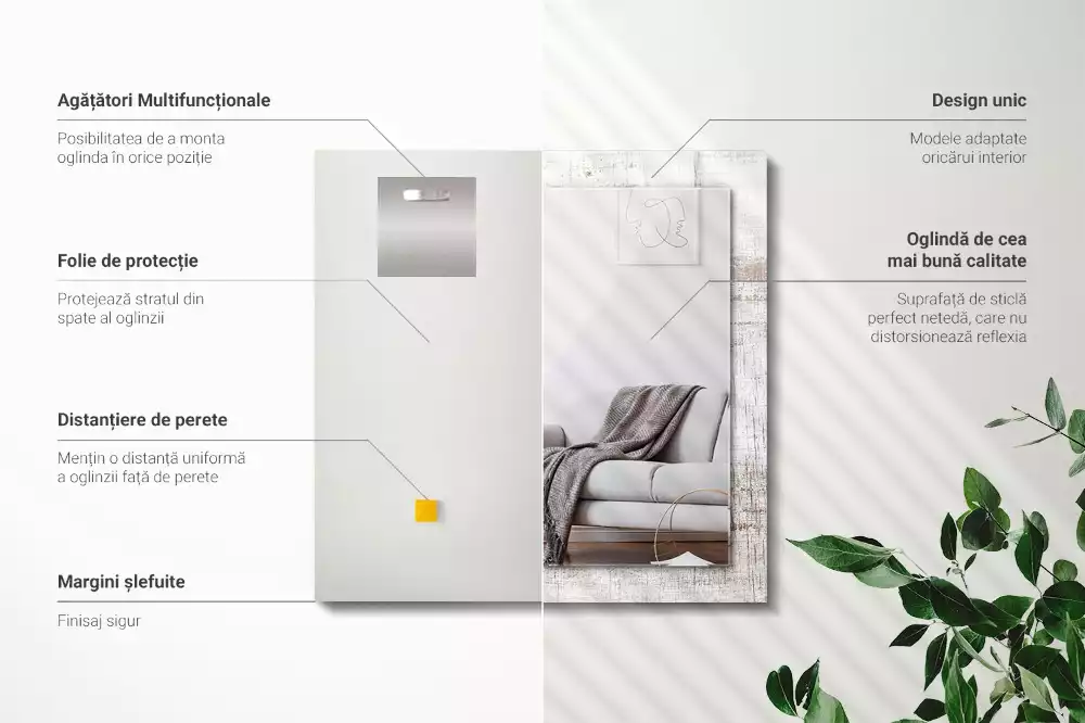 Espelho com moldura decorada Madeira velha