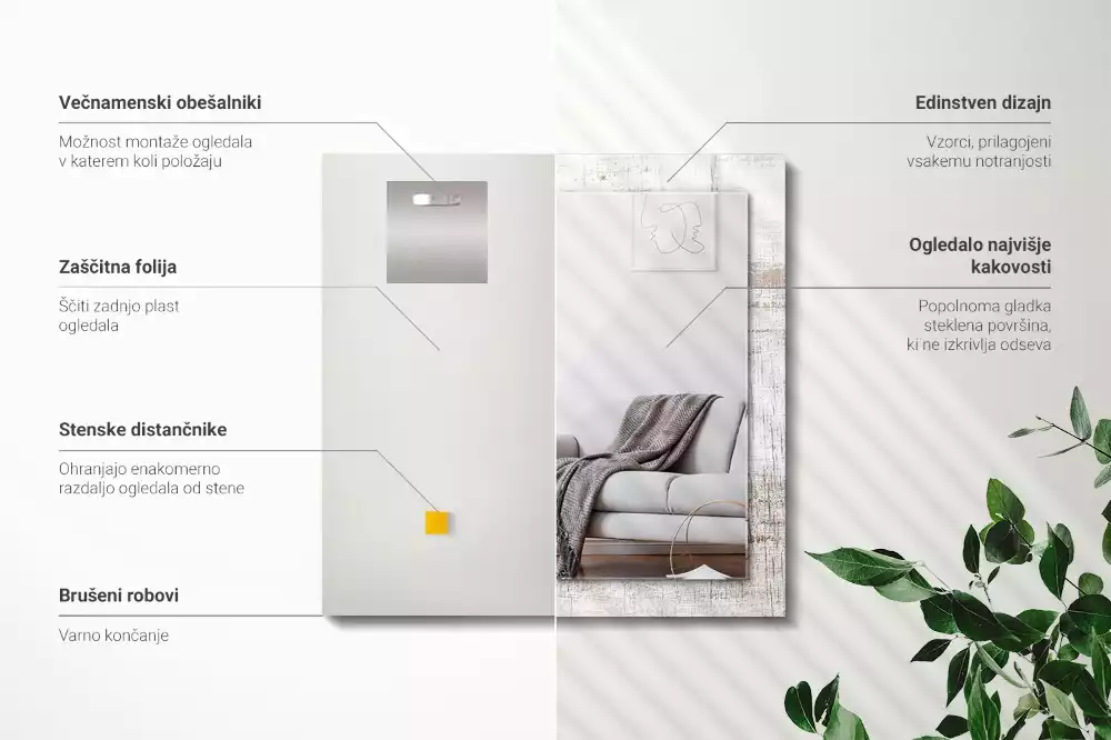 Espelho com moldura decorada Madeira velha