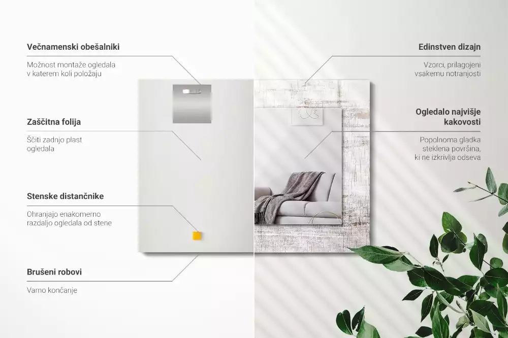 Espelho com moldura decorada Madeira velha