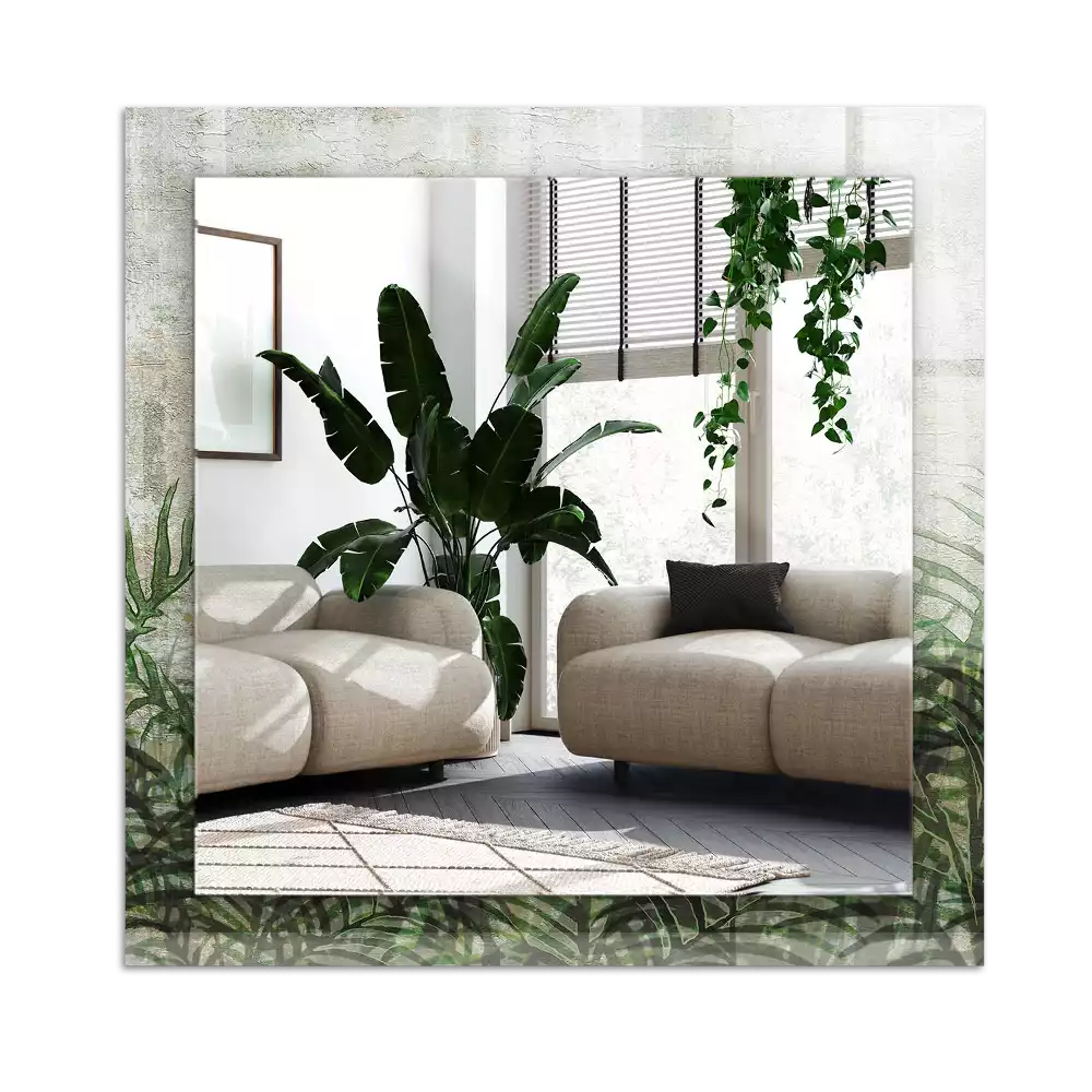 Espelho decorado Folhas verdes de samambaia