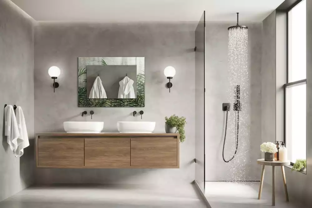 Espelho decorado Folhas verdes de samambaia