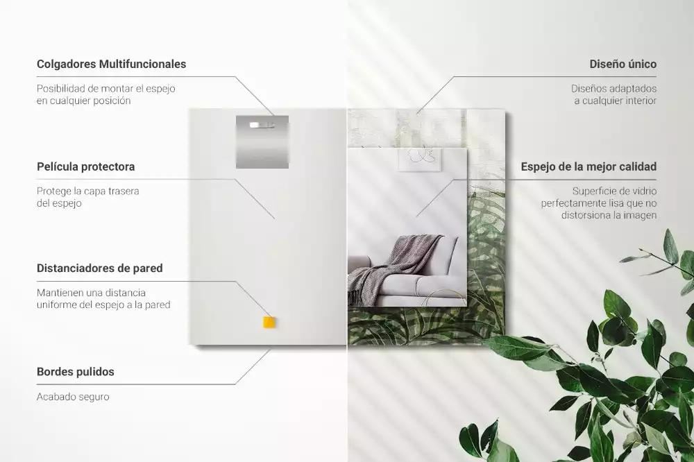 Espelho decorado Folhas verdes de samambaia