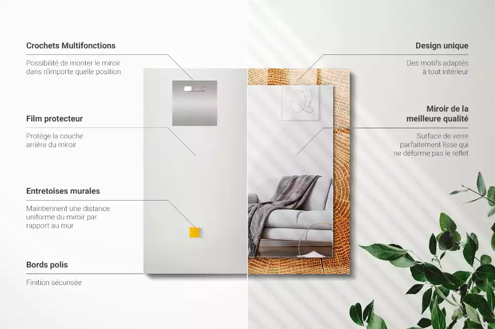 Espelho decorativo Corte transversal de um tronco de árvore com anéis de crescimento