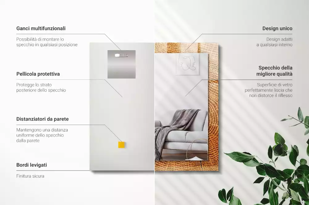 Espelho decorativo Corte transversal de um tronco de árvore com anéis de crescimento
