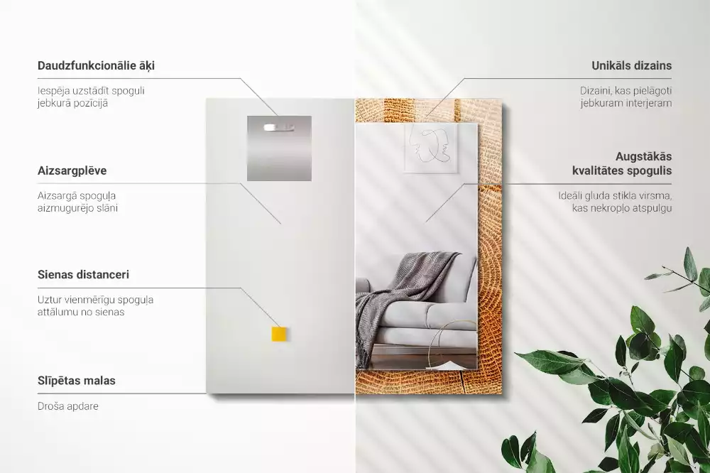 Espelho decorativo Corte transversal de um tronco de árvore com anéis de crescimento