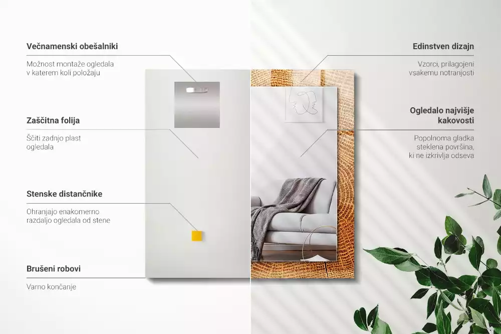 Espelho decorativo Corte transversal de um tronco de árvore com anéis de crescimento