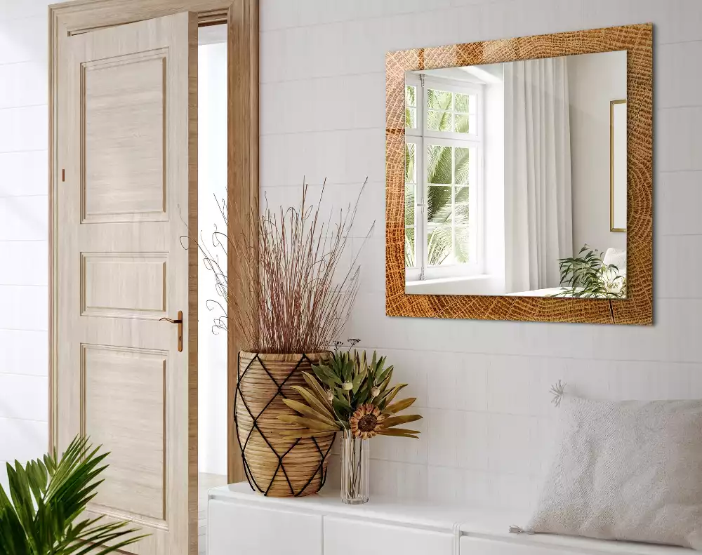 Espelho decorativo Corte transversal de um tronco de árvore com anéis de crescimento