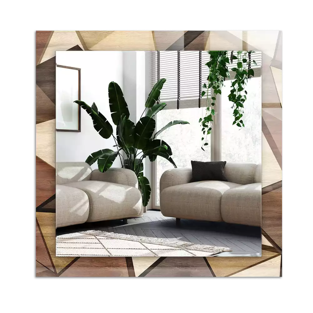 Espelho decorativo Padrões geométricos de madeira