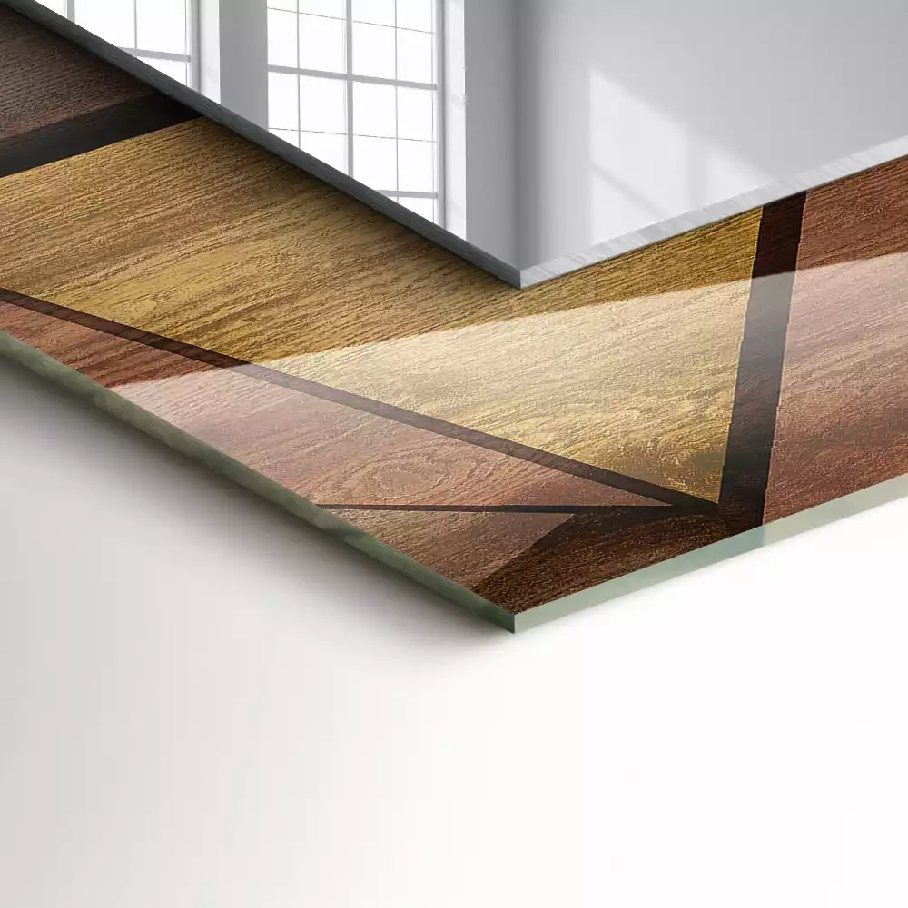 Espelho decorativo Padrões geométricos de madeira