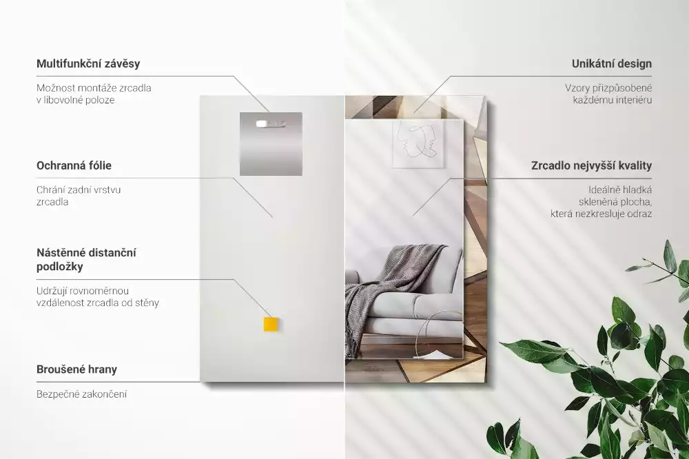 Espelho decorativo Padrões geométricos de madeira