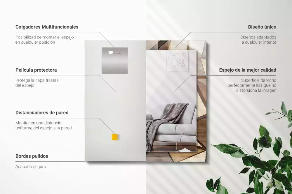 Espelho decorativo Padrões geométricos de madeira