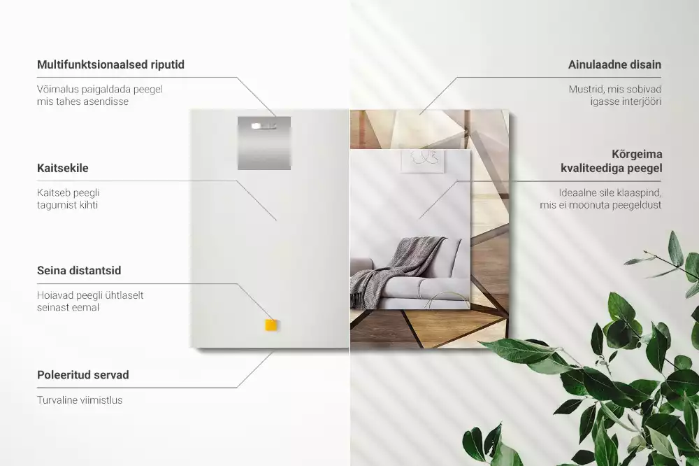 Espelho decorativo Padrões geométricos de madeira