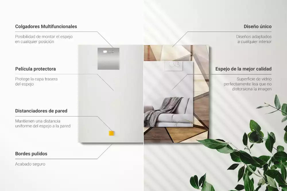 Espelho decorativo Padrões geométricos de madeira