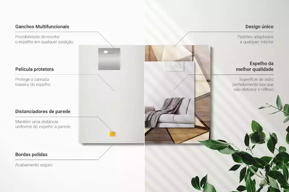 Espelho decorativo Padrões geométricos de madeira