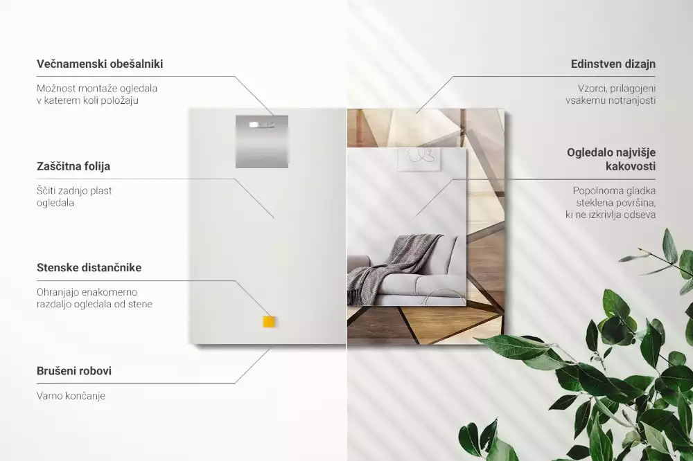 Espelho decorativo Padrões geométricos de madeira