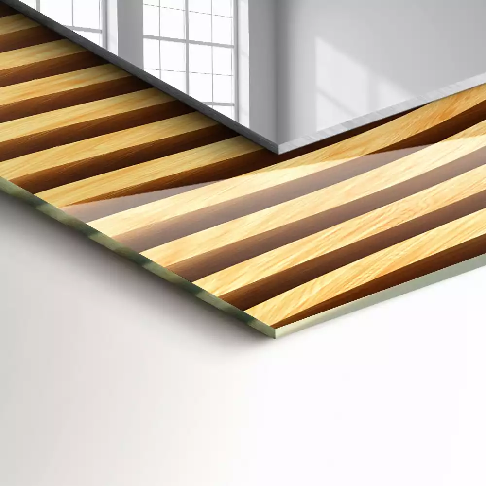 Espelho com moldura decorada Ondas de madeira