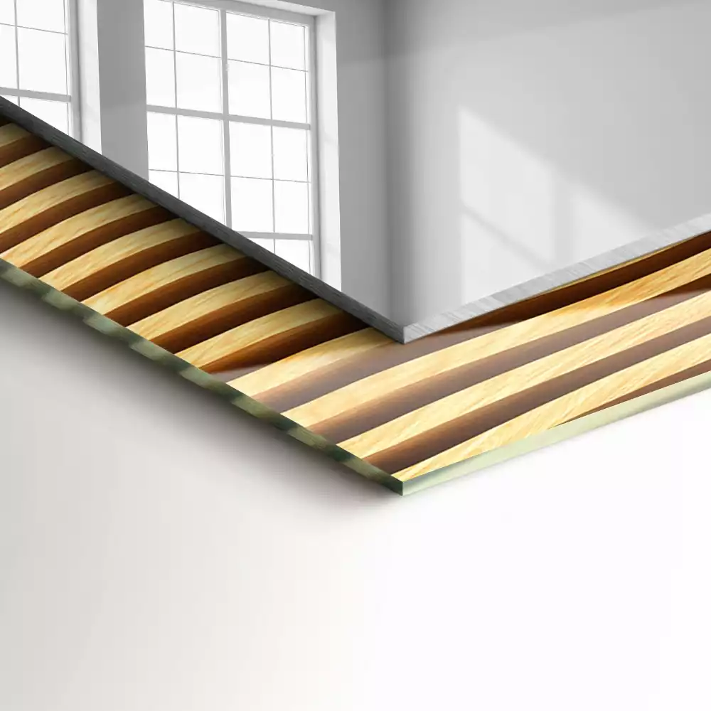 Espelho com moldura decorada Ondas de madeira