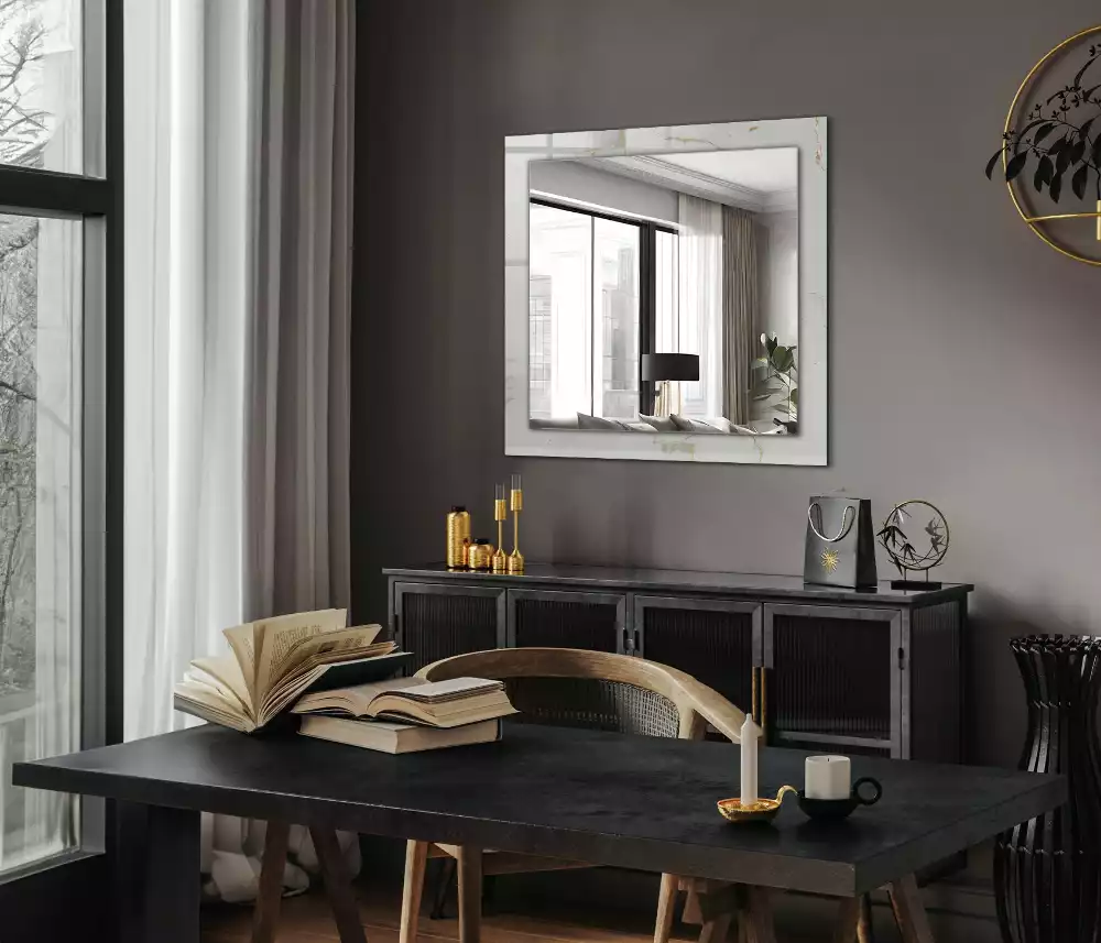 Espelho decorado Padrão de mármore branco