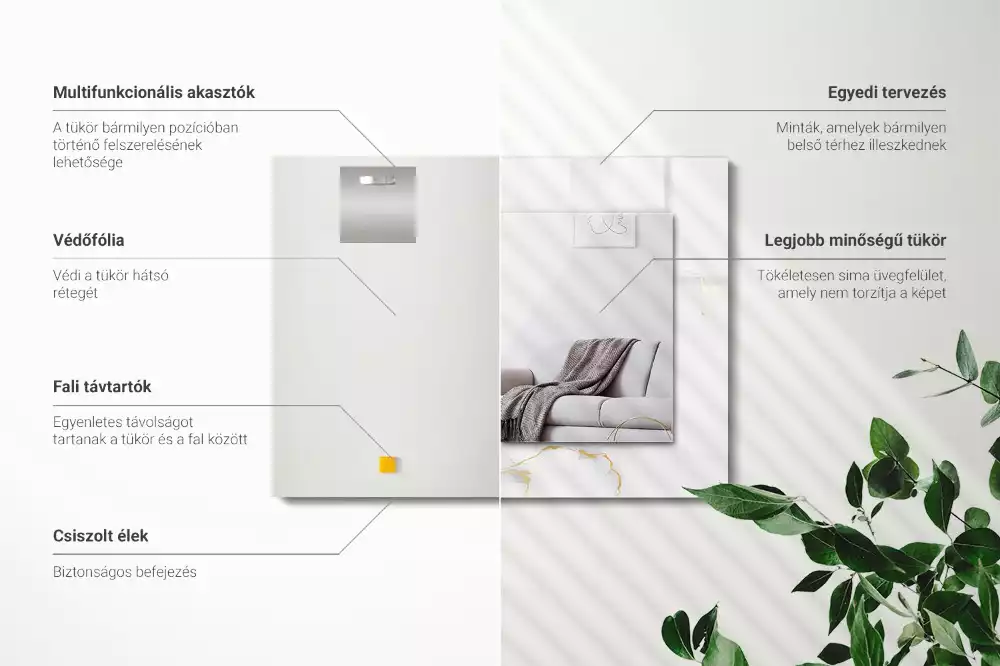 Espelho decorado Padrão de mármore branco