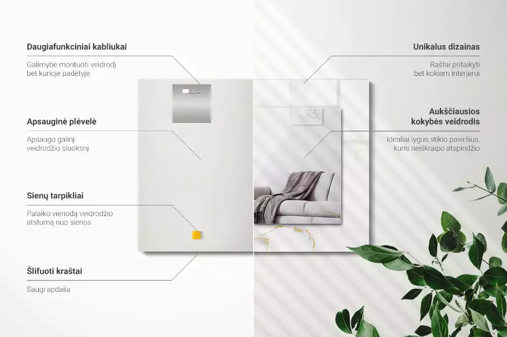 Espelho decorado Padrão de mármore branco