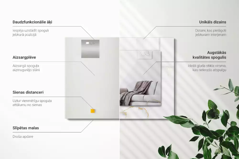 Espelho decorado Padrão de mármore branco