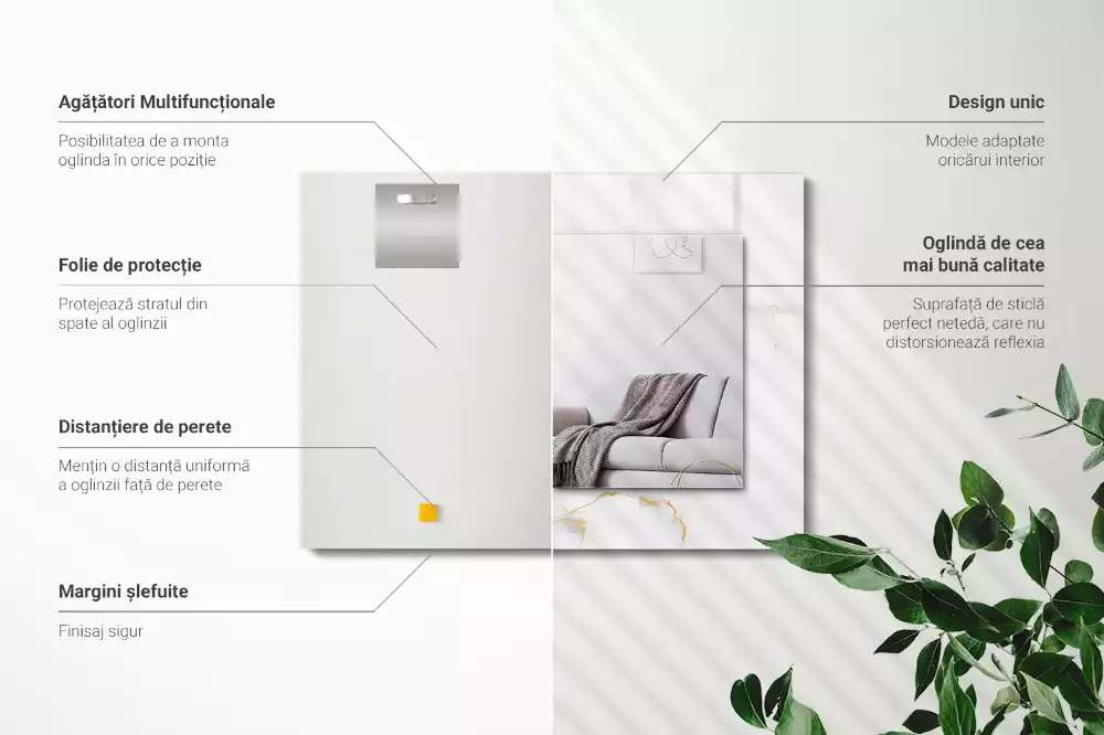 Espelho decorado Padrão de mármore branco