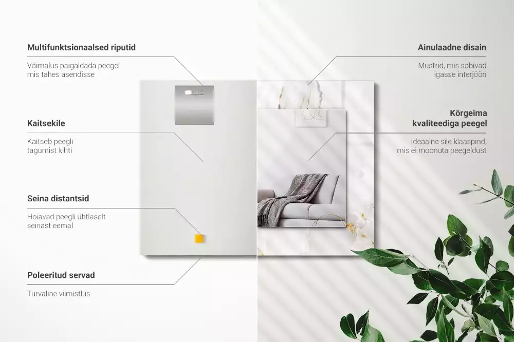 Espelho com moldura decorada Padrão de mármore branco