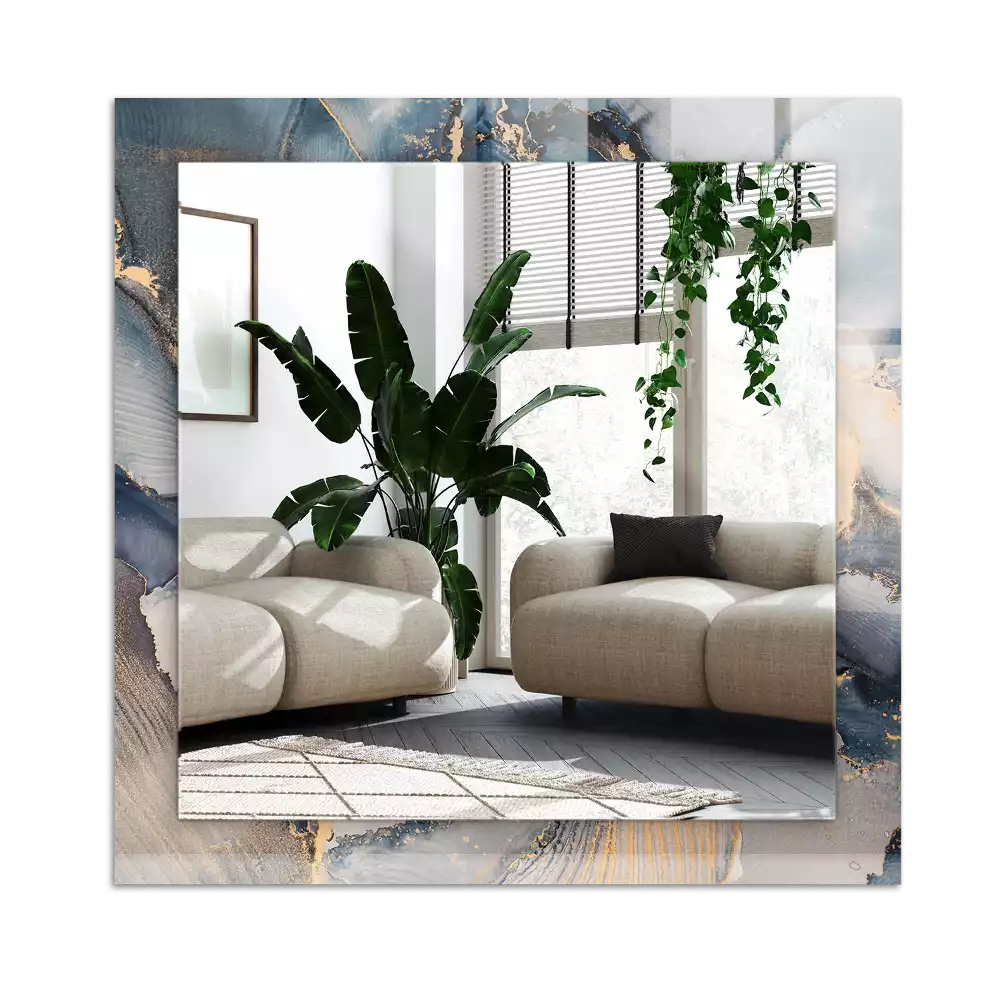 Espelho decorado Arte azul abstrata