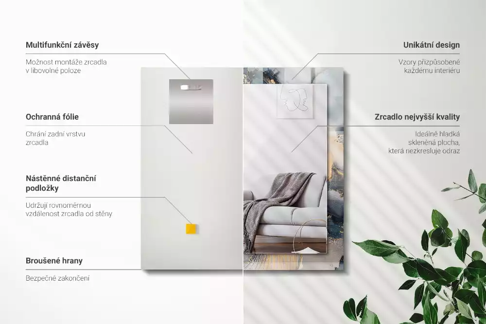 Espelho decorado Arte azul abstrata