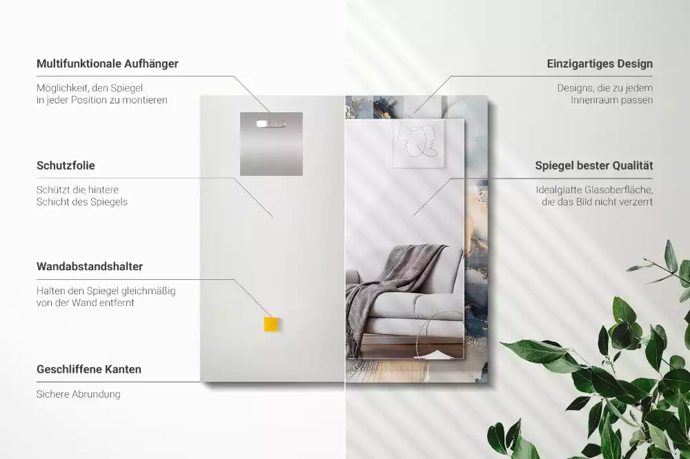 Espelho decorado Arte azul abstrata