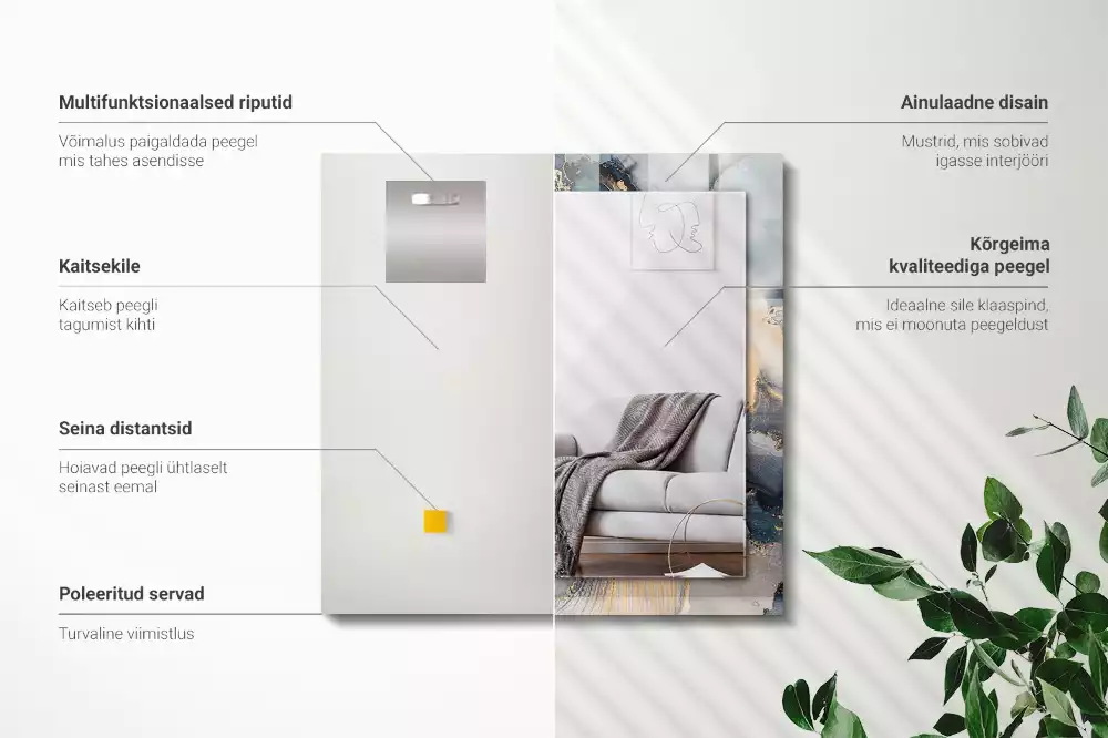 Espelho decorado Arte azul abstrata