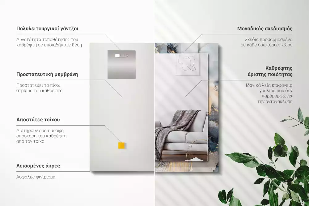 Espelho decorado Arte azul abstrata