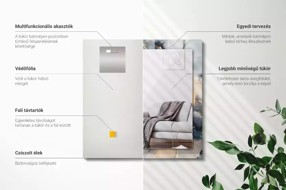 Espelho decorado Arte azul abstrata