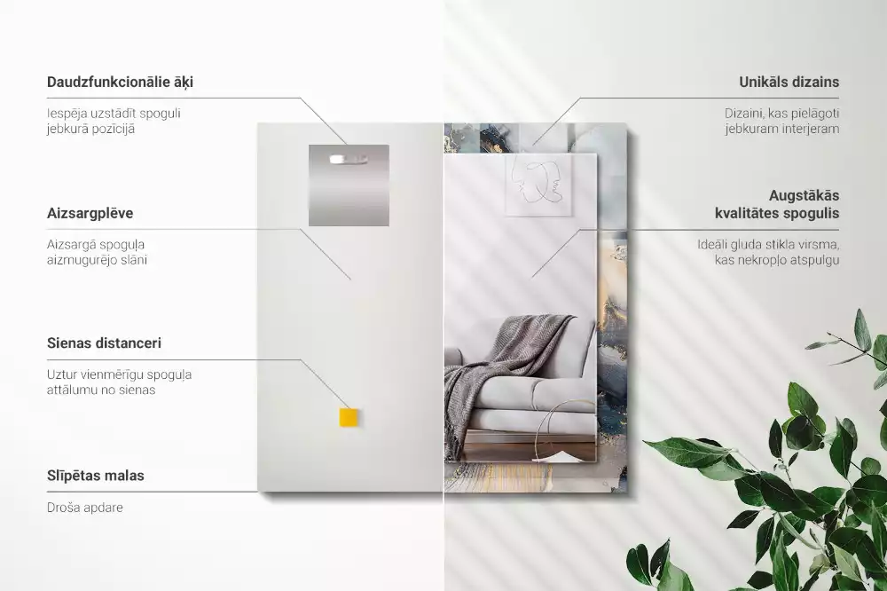 Espelho decorado Arte azul abstrata