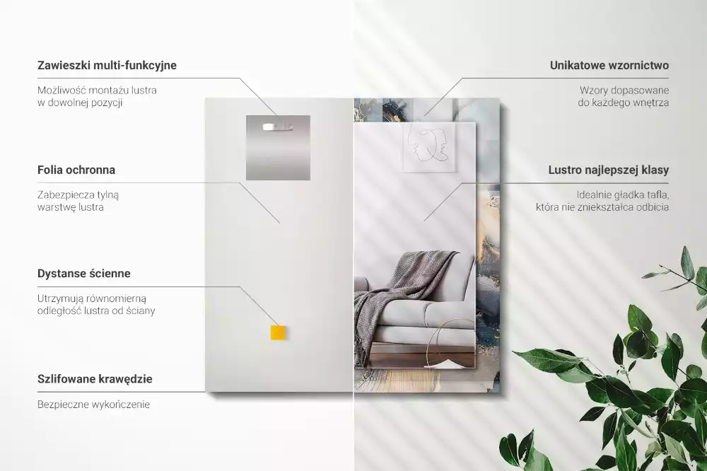 Espelho decorado Arte azul abstrata