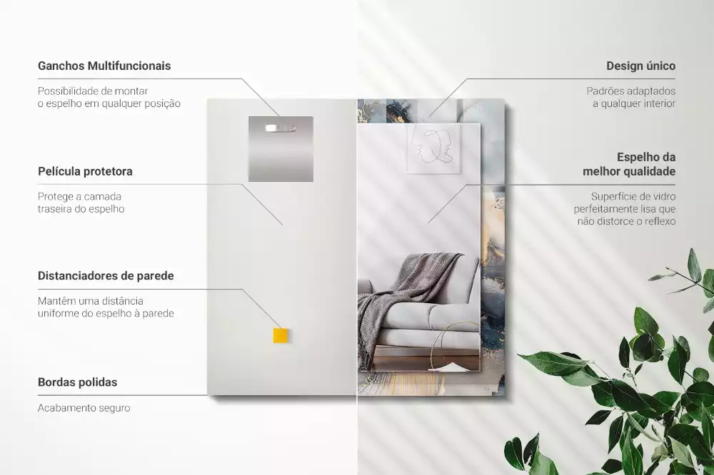 Espelho decorado Arte azul abstrata