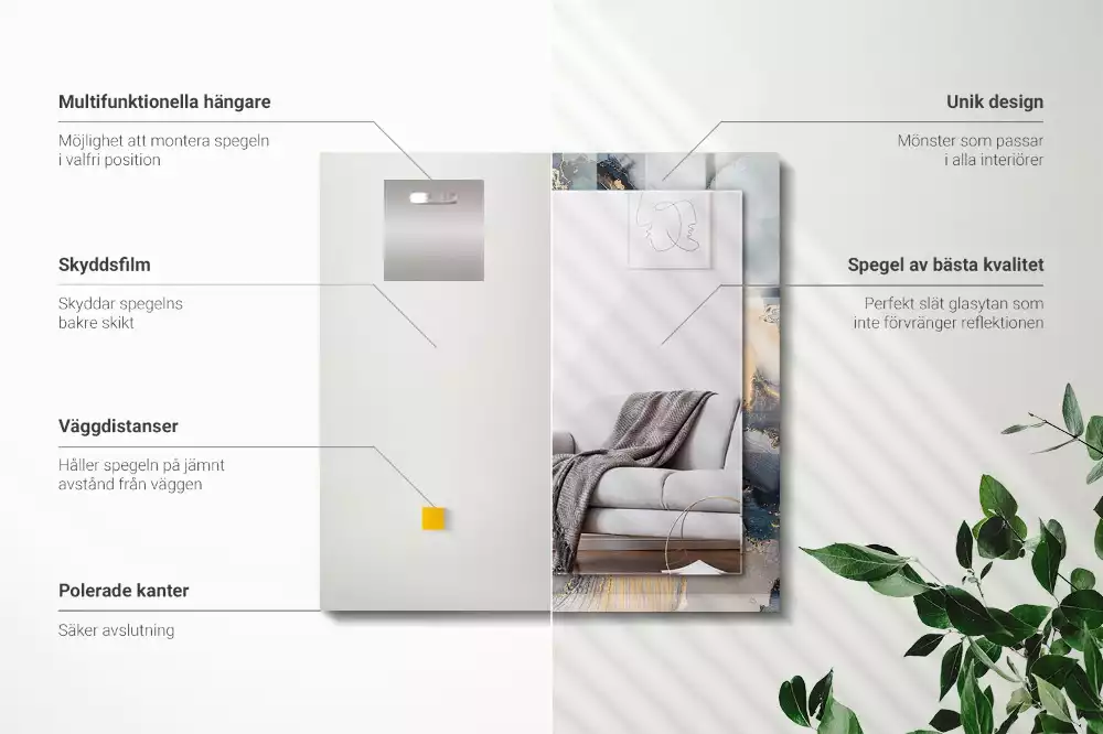 Espelho decorado Arte azul abstrata