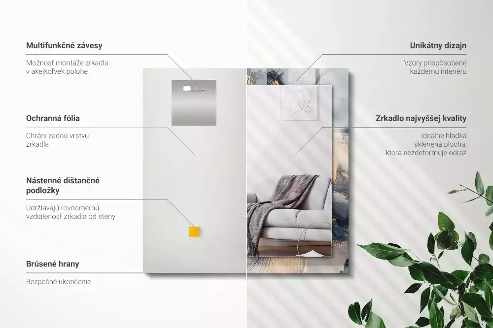 Espelho decorado Arte azul abstrata