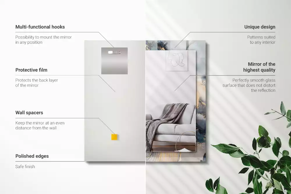 Espelho decorado Arte azul abstrata