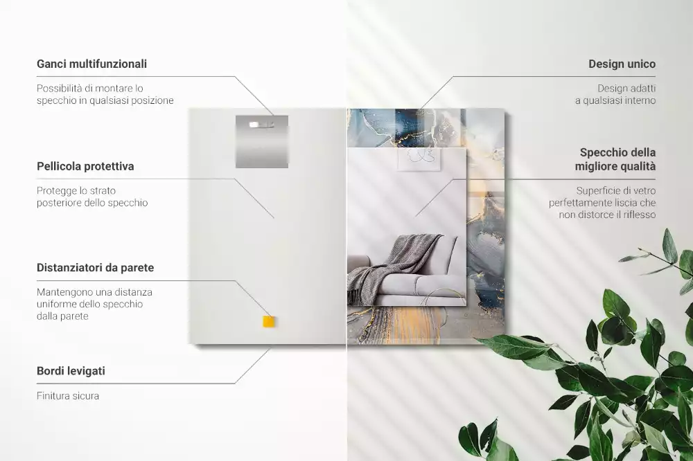 Espelho decorado Arte azul abstrata