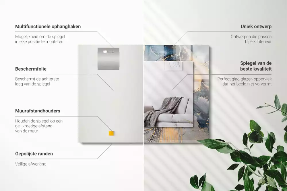 Espelho decorado Arte azul abstrata