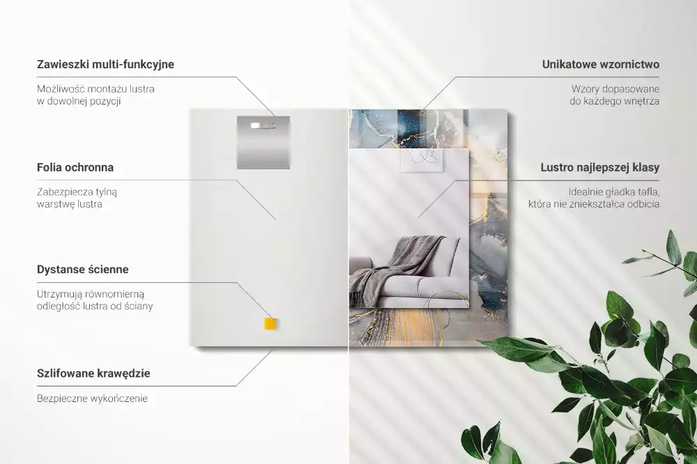 Espelho decorado Arte azul abstrata