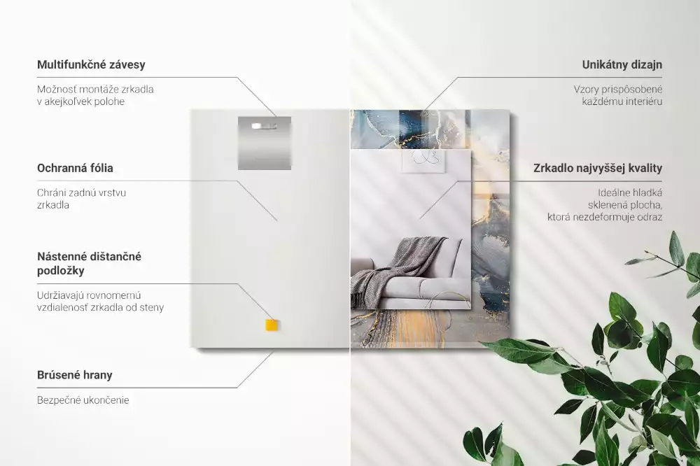 Espelho decorado Arte azul abstrata