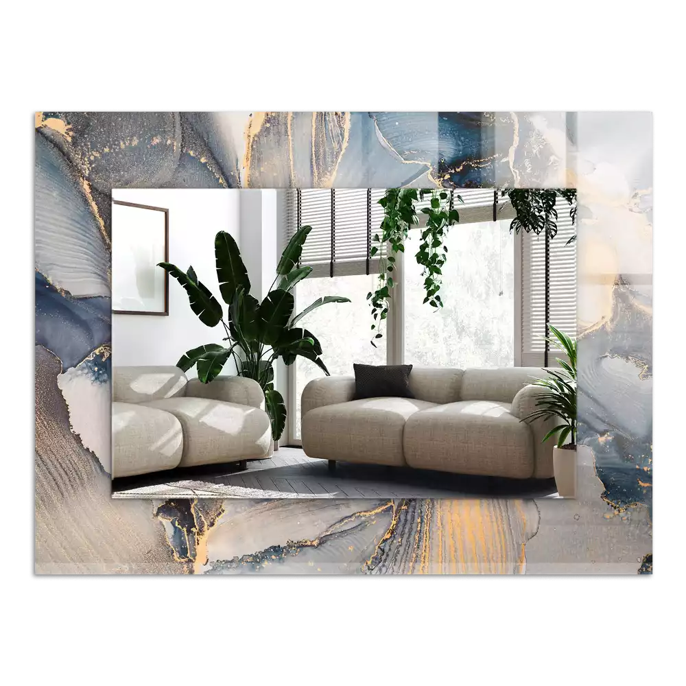 Espelho decorado Arte azul abstrata