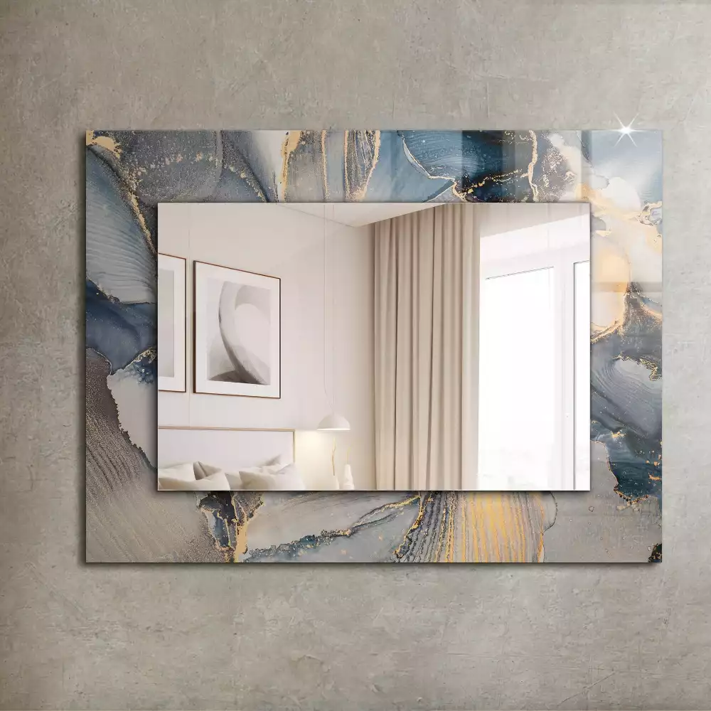 Espelho decorado Arte azul abstrata