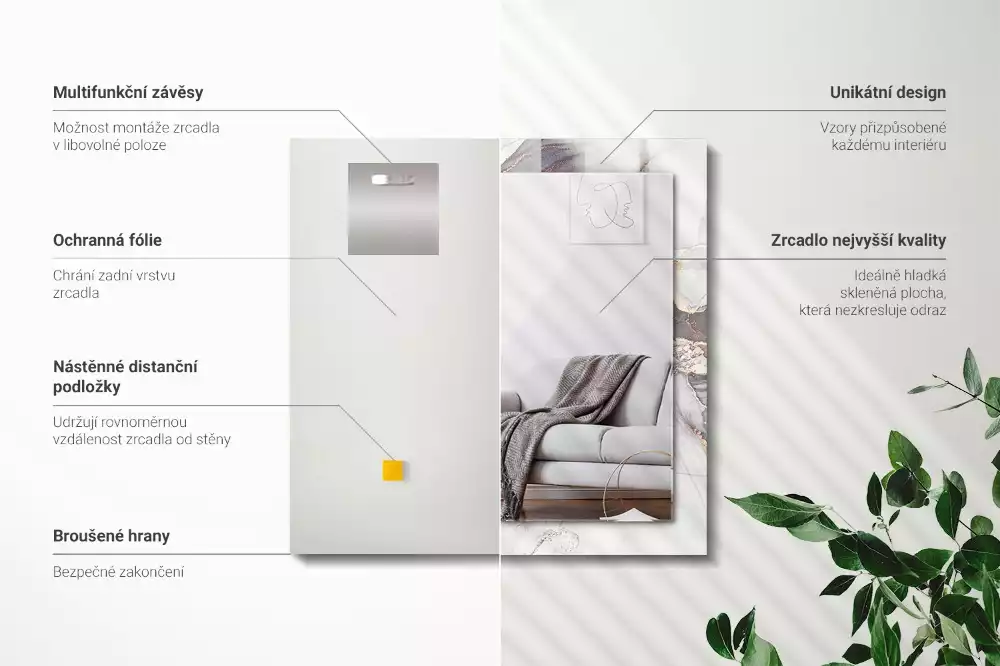 Espelho com moldura decorada Arte abstrata em mármore