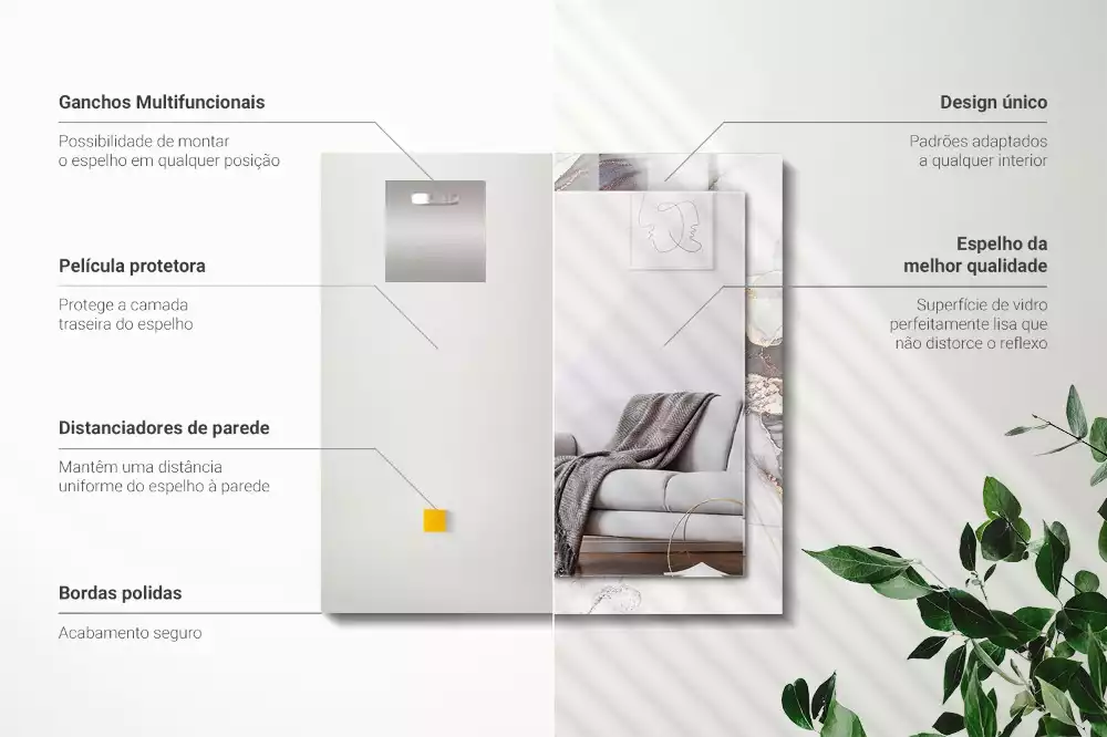 Espelho com moldura decorada Arte abstrata em mármore